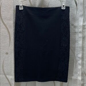 Trendsetter Black Lace Panel Pencil Skirt Size 4